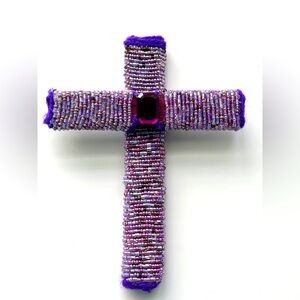 Purple Beaded cross